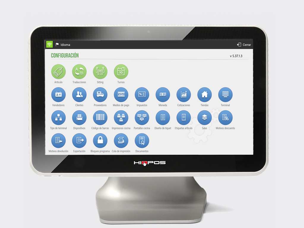 HIOPOS II configuration. Creation of users and profiles, payment methods and cash closing